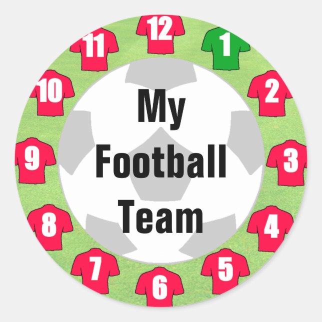 Football Team Stickers with Red Shirts (Front)