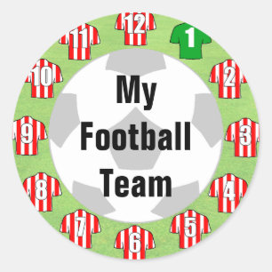 Football Team Stickers with Red & White Shirts