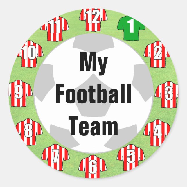 Football Team Stickers with Red & White Shirts (Front)