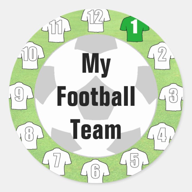 Football Team Stickers with White Shirts (Front)