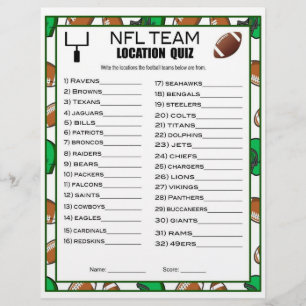 Football Team Trivia Football Party Game For Kids Custom Letterhead