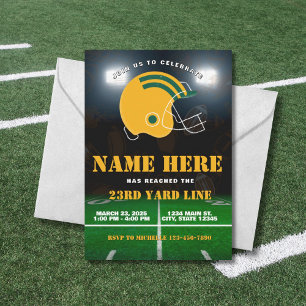Football Team Yellow Green Birthday  Invitation