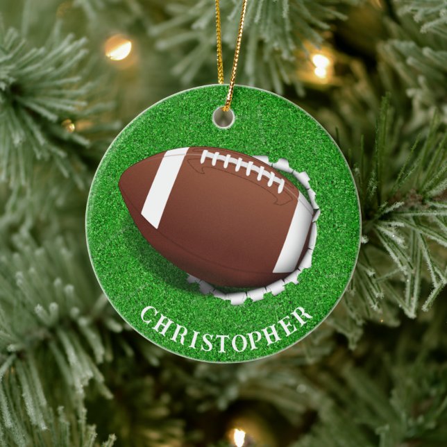 Football Tearing Out Christmas  Ceramic Tree Decoration (Tree)
