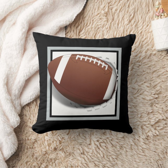 Football Tearing Out -Team Colours - Silver & Blac Cushion (Blanket)