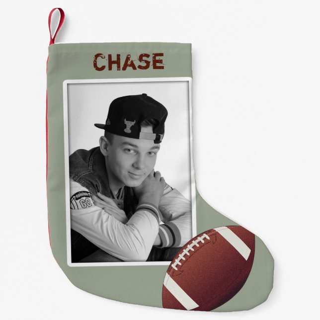Football Teen Boy's Photo Christmas Stocking (Front)