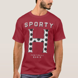 Football Texture Typography Sporty Letter H Custom T-Shirt