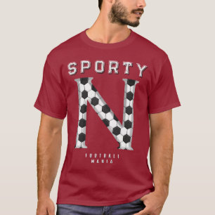 Football Texture Typography Sporty Letter N Custom T-Shirt