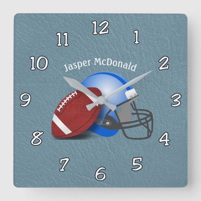 Football Textured Background photo personalise Square Wall Clock (Front)
