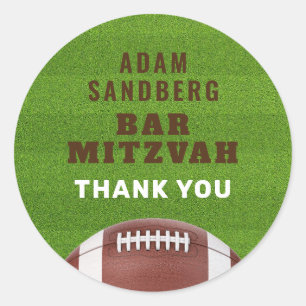 Football Theme Bar Mitzvah Classic Round Sticker