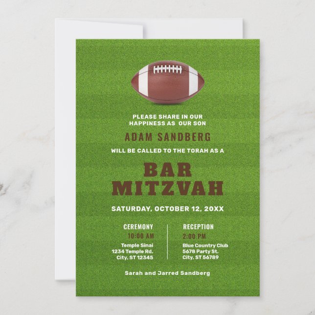 Football Theme Bar Mitzvah Invitation (Front)
