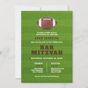 Football Theme Bar Mitzvah Invitation