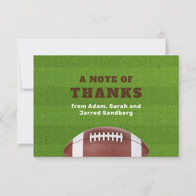 Football Theme Bar Mitzvah Thank You Card (Front)