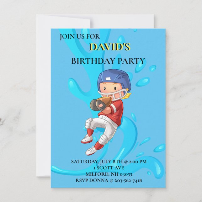 "FOOTBALL" THEME BOYS BIRTHAY INVITATIONS  (Front)