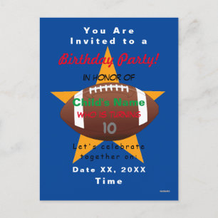 Football Theme Boys Postcard Invitation HAMbyWG