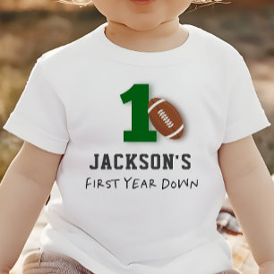 Football Theme First Year Down Birthday  Baby T-Shirt