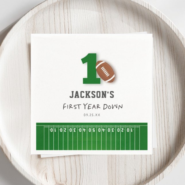 Football Theme First Year Down Birthday Favour Napkin (Creator Uploaded)