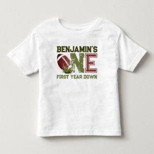 Football Theme First Year Down Birthday Toddler T-Shirt