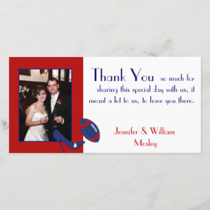 Football Theme Wedding Photo Thank You Card