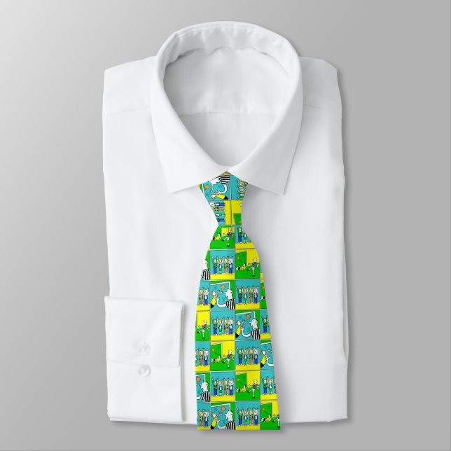 Football Theme with Players and Fans Tie (Tied)