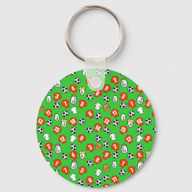 Football Theme with Shirts in Red Key Ring (Front)