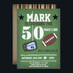 Football Themed 50th Birthday Invitation<br><div class="desc">Add your custom wording to this design by using the "Edit this design template" boxes on the right hand side of the item, or click the blue "Customise it" button to arrange the text, change the fonts and colours and to also add additional information or images to this design. ****For...</div>