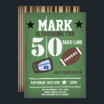 Football Themed 50th Birthday Invitation<br><div class="desc">Add your custom wording to this design by using the "Edit this design template" boxes on the right hand side of the item, or click the blue "Customise it" button to arrange the text, change the fonts and colours and to also add additional information or images to this design. ****For...</div>