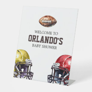Football-Themed Baby Shower Pedestal Sign