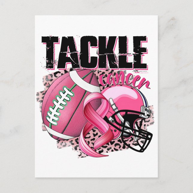 Football-themed Breast Cancer Awareness Postcard (Front)