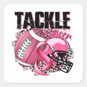 Football-themed Breast Cancer Awareness Square Sticker