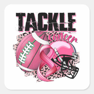 Football-themed Breast Cancer Awareness Square Sticker