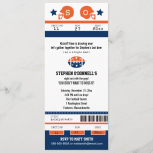 Football Ticket Bachelor Party Invitation