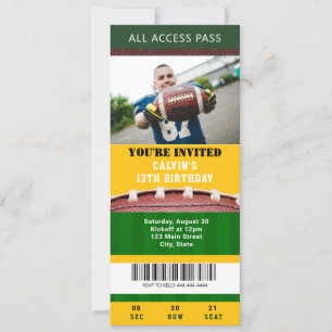 Football Ticket Birthday Invitation