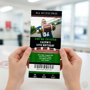 Football Ticket Birthday Invitation 