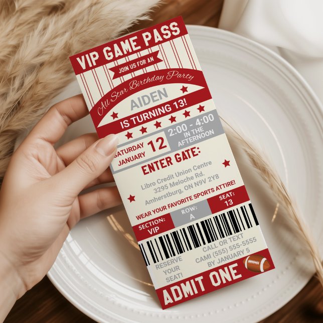 Football Ticket Birthday Invitation (Creator Uploaded)