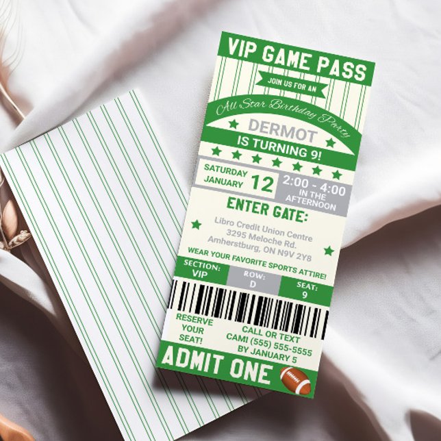Football Ticket Birthday Invitation (Creator Uploaded)