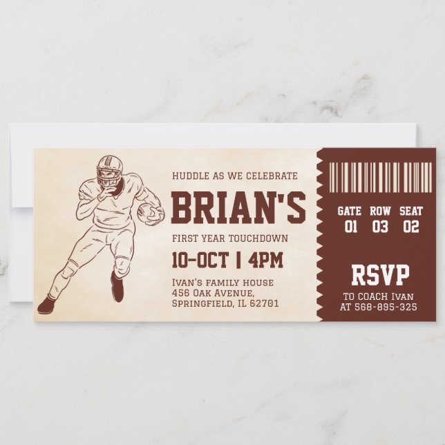 football ticket birthday invitation (Front)