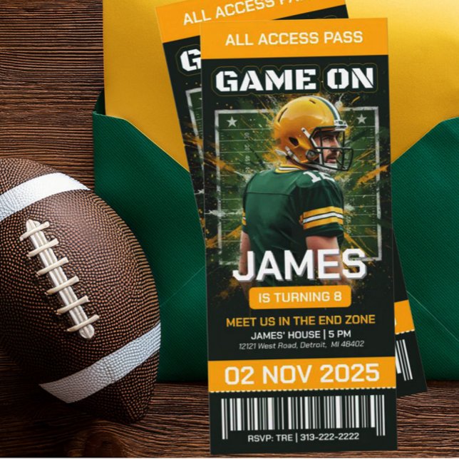 Football Ticket Birthday Invitation, Digital Invitation (Creator Uploaded)