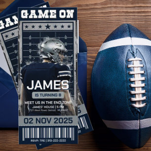 Football Ticket Birthday Invitation, Digital Invitation