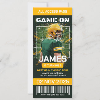 Football Ticket Birthday Invitation, Digital Invitation
