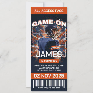 Football Ticket Birthday Invitation, Digital Invitation