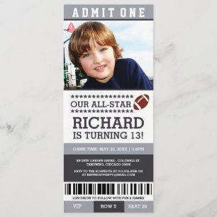 Football Ticket Birthday Invites