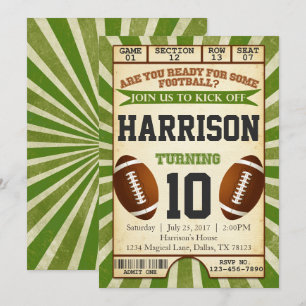 Football Ticket Birthday Party Invitation Invite
