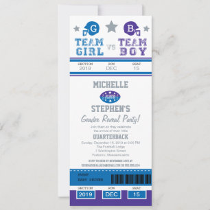 Football Ticket Gender Reveal Baby Shower Invitation