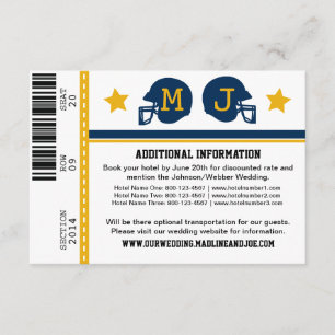 Football Ticket Wedding Information Enclosure Card