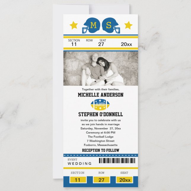 Football Ticket Wedding Invitation (Front)