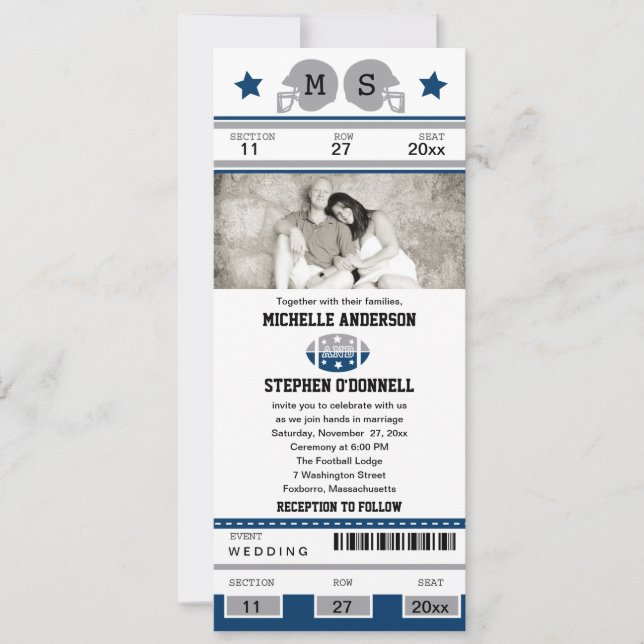 Football Ticket Wedding Invitation (Front)