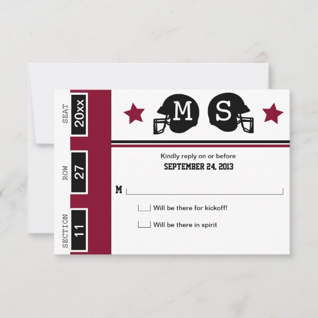 Football Ticket Wedding RSVP (Front)