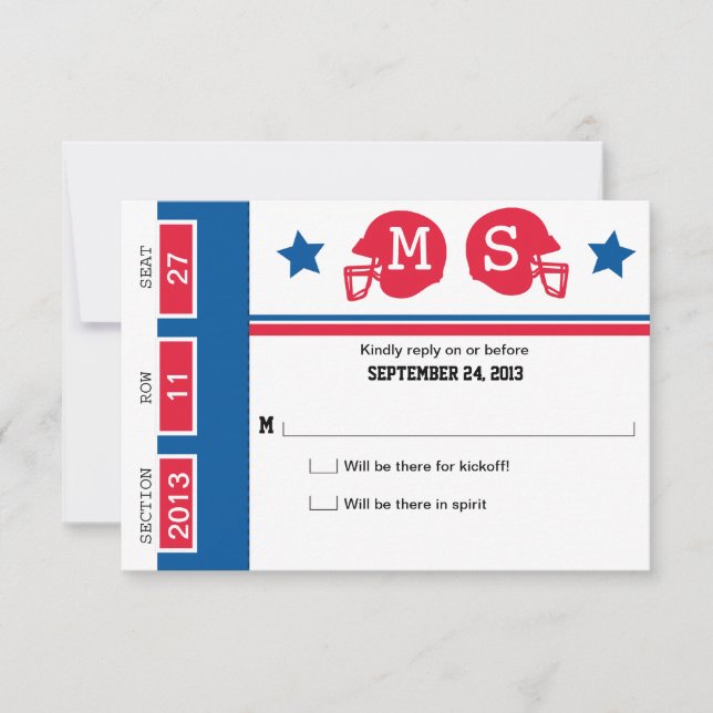 Football Ticket Wedding RSVP (Front)