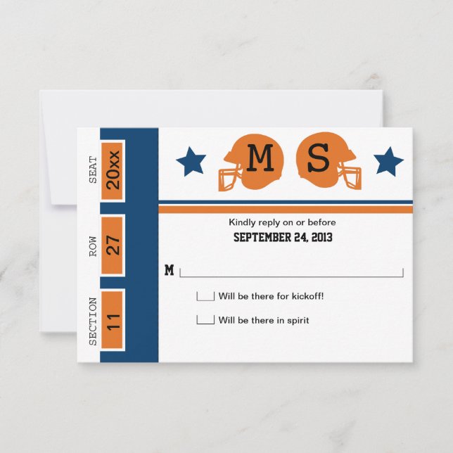 Football Ticket Wedding RSVP Card (Front)