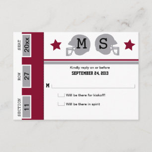 Football Ticket Wedding RSVP Card